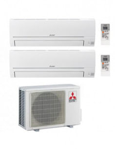 Climatizzatore Condizionatore Mitsubishi Linea Smart R32 MSZ-HR Dual Split Inverter 9000 + 12000 BTU con U.E. MXZ-2HA50VF Cla...