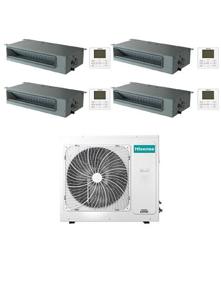Climatizzatore Condizionatore Hisense Canalizzabile R32 Quadri Split Inverter 9000 + 9000 + 12000 + 12000 BTU con U.E. 5AMW10...