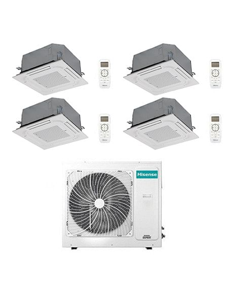 Climatizzatore Condizionatore Hisense Cassetta 4 vie R32 Quadri Split Inverter 9000 + 9000 + 12000 + 12000 BTU con U.E. 5AMW1...