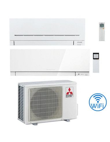 Climatizzatore Condizionatore Mitsubishi Kirigamine Zen Bianco + MSZ-AP Wifi Dual Split Inverter 7000 + 12000 BTU con U.E. MX...