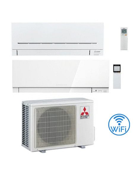 Climatizzatore Condizionatore Mitsubishi Kirigamine Zen Bianco + MSZ-AP Wifi Dual Split Inverter 7000 + 12000 BTU con U.E. MX...