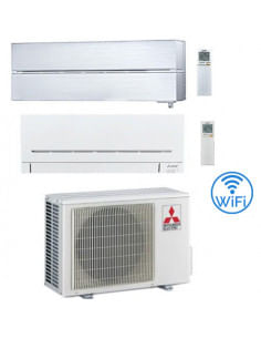Climatizzatore Condizionatore Mitsubishi Kirigamine Style Bianco più MSZ-AP Wifi Dual Split R32 Inverter 7000 + 12000 BTU con...