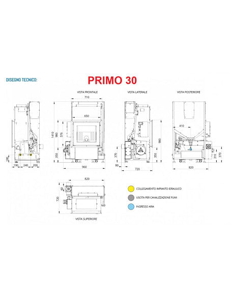 Termocamino a pellet idro air pellet PRIMO 30 programmabile CLAM 30 Kw - Pannello di controllo di serie Classe A+ - Climaway