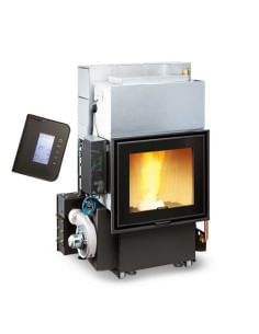 Termocamino a pellet idro air pellet PRIMO 30 programmabile CLAM 30 Kw - Pannello di controllo di serie Classe A+ - Climaway