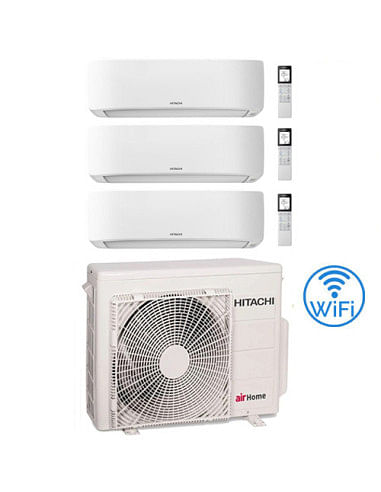 Climatizzatore Condizionatore Hitachi AIRHOME 400 Wifi R32 Trial Split Inverter 9000 + 9000 + 9000 BTU con U.E. RAM-G55N3HAE ...