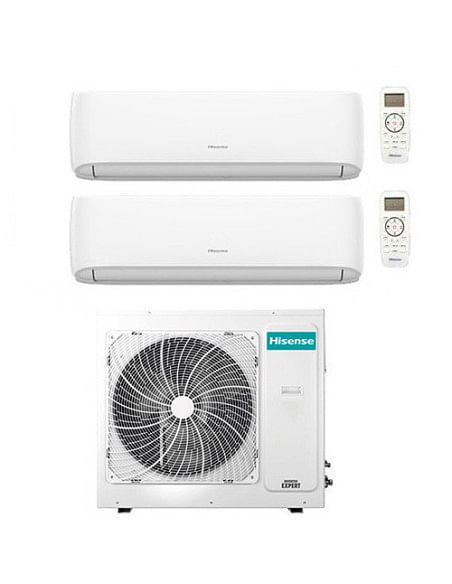 Climatizzatore Condizionatore Hisense Hi Comfort Wifi R32 Dual Split Inverter 9000 + 12000 BTU con U.E. 3AMW52U4RJC Classe A+...