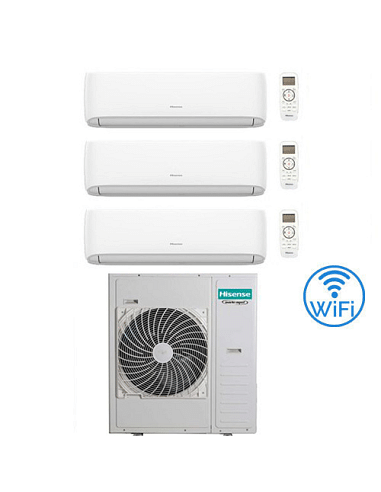 Climatizzatore Condizionatore Hisense Hi Comfort Wifi R32 Trial Split Inverter 7000 + 7000 + 18000 BTU con U.E. 5AMW105U4RQC ...