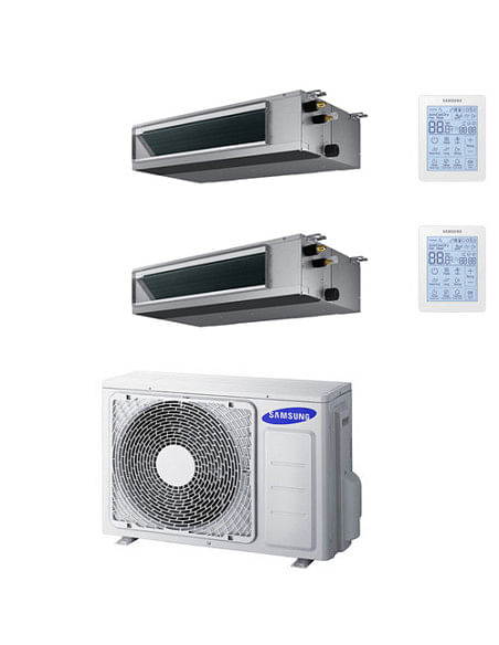 Climatizzatore Condizionatore Samsung Canalizzabile bassa / media prevalenza Dual split Inverter R32 9000 + 18000 BTU AJ050TX...