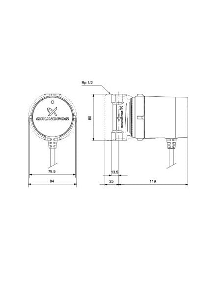 GRUNDFOS Comfort Basic 15-14 B PM Circolatore a Rotore Bagnato 1/2" per Impianti di Acqua Calda Sanitaria Domestica 99457440 ...