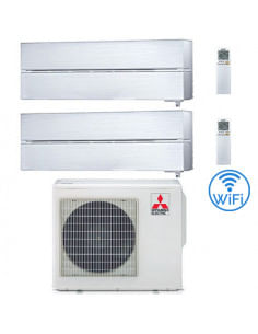 Climatizzatore Condizionatore Mitsubishi Kirigamine Style Wifi R32 Bianco Perla Dual Split Inverter 12000 + 12000 BTU con U.E...