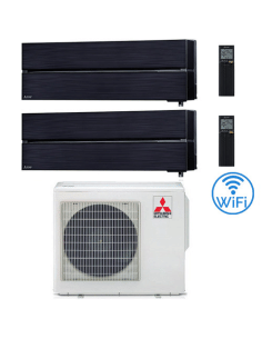 Climatizzatore Condizionatore Mitsubishi Kirigamine Style Wifi R32 Nero Dual Split Inverter 12000 + 12000 BTU con U.E. MXZ-4F...