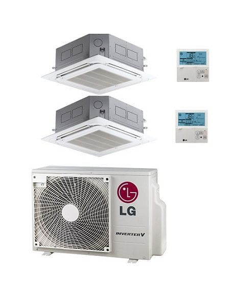 Climatizzatore Condizionatore LG Cassetta 4 vie R32 Dual Split Inverter 9000 + 9000 BTU con U.E. MU3R19 NOVITÁ Classe A+++/A+...