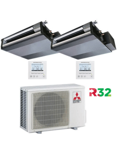 Climatizzatore Condizionatore Mitsubishi Canalizzabile R32 SEZ-M DA Dual Split Inverter CON COMANDI A FILO 9000 + 12000 BTU c...