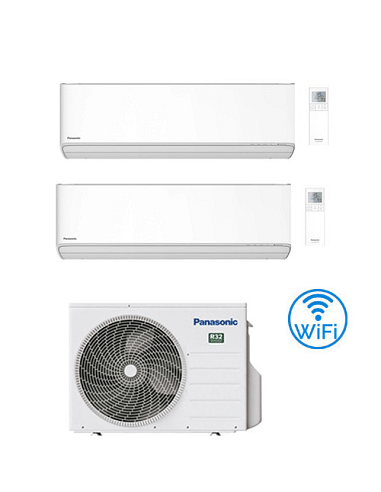 Climatizzatore Condizionatore Panasonic Serie Etherea Bianco Opaco Wifi R32 Dual Split Inverter 7000 + 7000 BTU con U.E. CU-2...