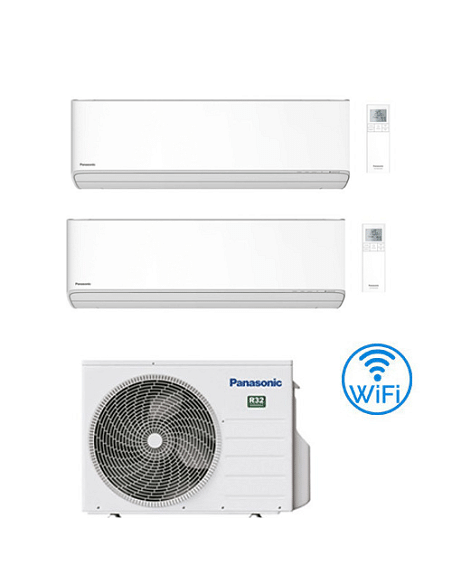Climatizzatore Condizionatore Panasonic Serie Etherea Bianco Opaco Wifi R32 Dual Split Inverter 7000 + 7000 BTU con U.E. CU-2...