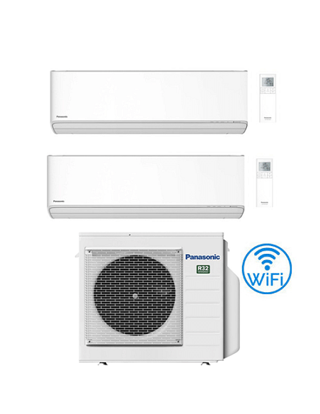 Climatizzatore Condizionatore Panasonic Serie Etherea Bianco Opaco Wifi R32 Dual Split Inverter 7000 + 12000 BTU con U.E. CU-...