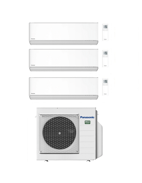 Climatizzatore Condizionatore Panasonic Serie Etherea Bianco Opaco Wifi R32 Trial Split Inverter 9000 + 12000 + 12000 BTU con...
