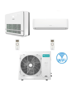 Climatizzatore Condizionatore Hisense Console + Hi Comfort R32 Dual Split Wifi Inverter 18000 + 18000 BTU con U.E. 4AMW81U4RJ...