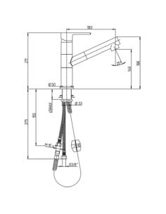 Rubinetto Miscelatore monoforo per lavello cucina Piralla serie Cuore con doccia due getti estraibile 0CI00562A16 cromato - C... 2