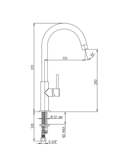 Rubinetto Miscelatore monoforo per lavello cucina Piralla serie Essenza con bocca alta orientabile 0ES00104B16 cromato - Clim...