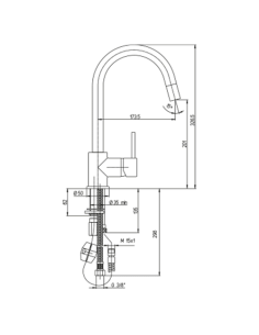 Rubinetto Miscelatore monoforo per lavello cucina Piralla serie Essenza con canna alta orientabile e doccia monogetto estraib... 2