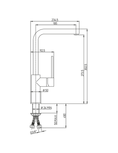 Rubinetto Miscelatore monoforo per lavello cucina Piralla serie Essenza con bocca alta orientabile a 90° 0ES00110A16 cromato ...