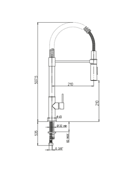 Rubinetto Miscelatore monoforo per lavello cucina Piralla serie Essenza con bocca a molla orientabile doccia due getti 0ES005...