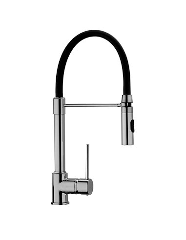 Rubinetto Miscelatore monoforo per lavello cucina Piralla serie Essenza con bocca in silicone orientabile doccia due getti 0E...