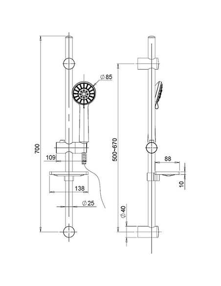 Saliscendi Jacuzzi serie Flare con portasapone e doccia anticalcare 0FA00900JA00 - Climaway