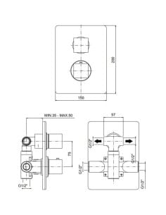 Miscelatore Jacuzzi termostatico incasso per doccia serie Glint con deviatore rotativo a 2 uscite 0IQ00444JA00 cromato - Clim... 2