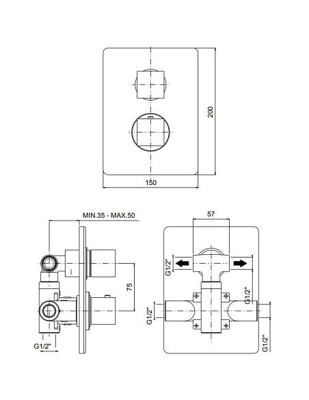Miscelatore Jacuzzi termostatico incasso per doccia serie Glint con deviatore rotativo a 2 uscite 0IQ00444JA00 cromato - Clim...