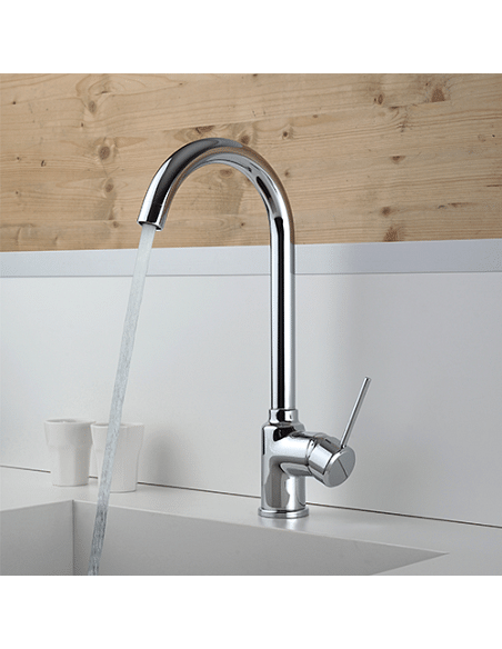 Rubinetto Miscelatore monoforo per lavello cucina Piralla serie Lione con canna alta orientabile 0LI00104A21 cromo - Climaway