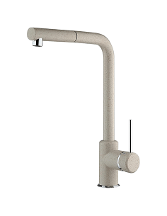 Rubinetto Miscelatore monoforo per lavello cucina Piralla serie Lione con canna alta orientabile e doccia monogetto estraibil...