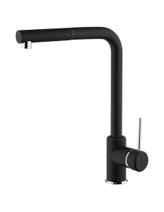 Rubinetto Miscelatore monoforo per lavello cucina Piralla serie Lione con canna alta orientabile e doccia monogetto estraibil...