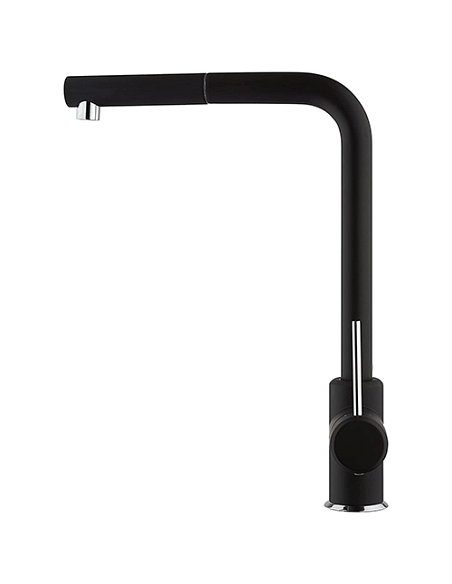 Rubinetto Miscelatore monoforo per lavello cucina Piralla serie Lione con canna alta orientabile e doccia monogetto estraibil...