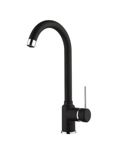 Rubinetto Miscelatore monoforo per lavello cucina Piralla serie Lione con canna alta orientabile 0LIYO104A21 nero opaco - Cli...