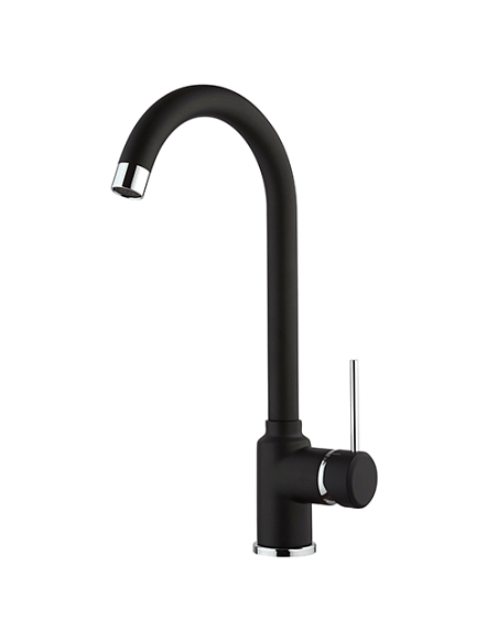 Rubinetto Miscelatore monoforo per lavello cucina Piralla serie Lione con canna alta orientabile 0LIYO104A21 nero opaco - Cli...