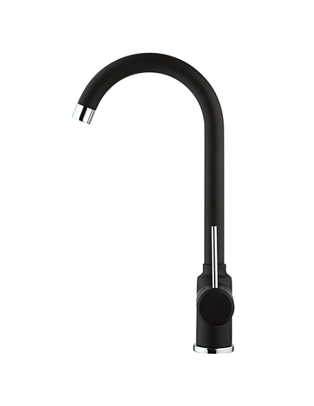 Rubinetto Miscelatore monoforo per lavello cucina Piralla serie Lione con canna alta orientabile 0LIYO104A21 nero opaco - Cli...