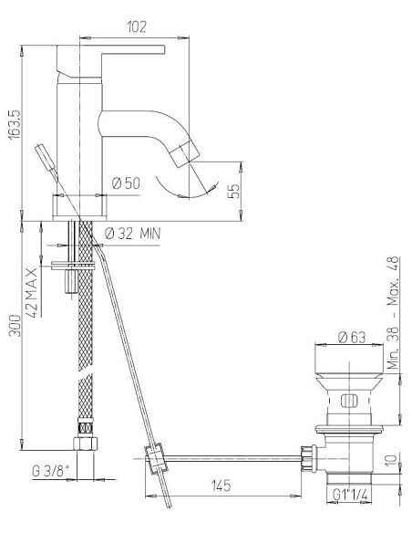 Rubinetto Jacuzzi per lavabo serie Sunset con scarico automatico 0SU00088JA00 cromato - Climaway