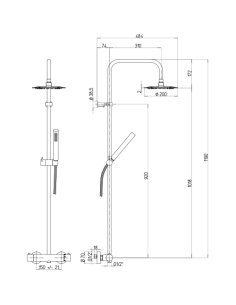 Colonna doccia Jacuzzi Sunset con miscelatore termostatico deviatore e supporto doccia 0SU00199JA01 con flessibile grigio - C... 2