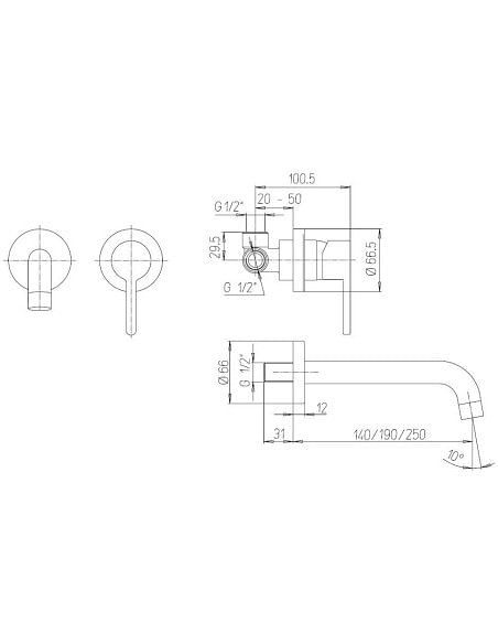 Rubinetto Jacuzzi a incasso per lavabo serie Sunset senza scarico per piletta click clack 0SU00497JA02 cromato - Climaway