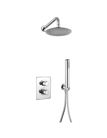 Kit doccia Jacuzzi tondo con doccia incasso con deviatore + soffione + braccio + doccetta e supporto snodato con presa acqua ...