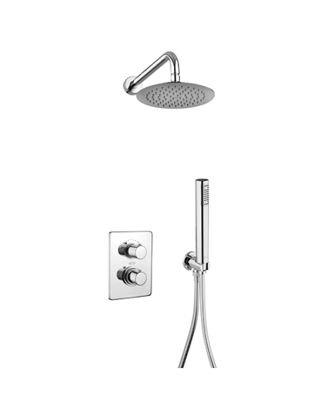 Kit doccia Jacuzzi tondo con doccia incasso con deviatore + soffione + braccio + doccetta e supporto snodato con presa acqua ...