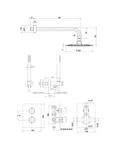 Kit doccia Jacuzzi tondo con doccia incasso con deviatore + soffione + braccio + doccetta e supporto snodato con presa acqua ... 2