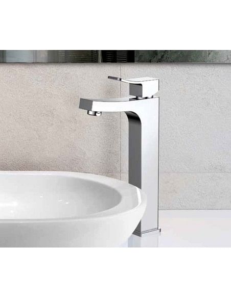 Rubinetto Jacuzzi per lavabo alto serie Tank senza scarico per piletta click clack 0TN00493JA00 cromato - Climaway