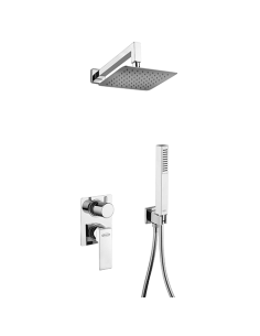 Kit doccia Jacuzzi quadro con doccia incasso con deviatore + braccio + doccetta + supporto snodato con presa acqua art. 0TW00...