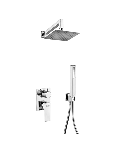 Kit doccia Jacuzzi quadro con doccia incasso con deviatore + braccio + doccetta + supporto snodato con presa acqua art. 0TW00...