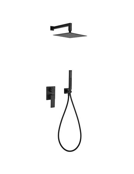 Kit doccia Jacuzzi quadro con doccia incasso con deviatore + braccio + doccetta + supporto snodato con presa acqua art. 0TWYO...