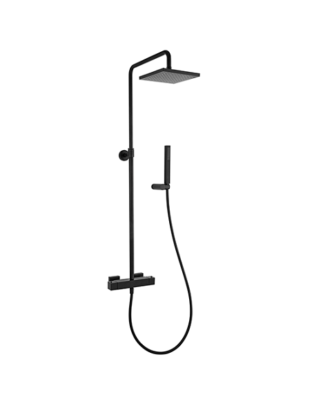 Colonna doccia termostatica Jacuzzi Twinkle YO con deviatore integrato e flessibile 0TWYO199JA00 nero opaco - Climaway