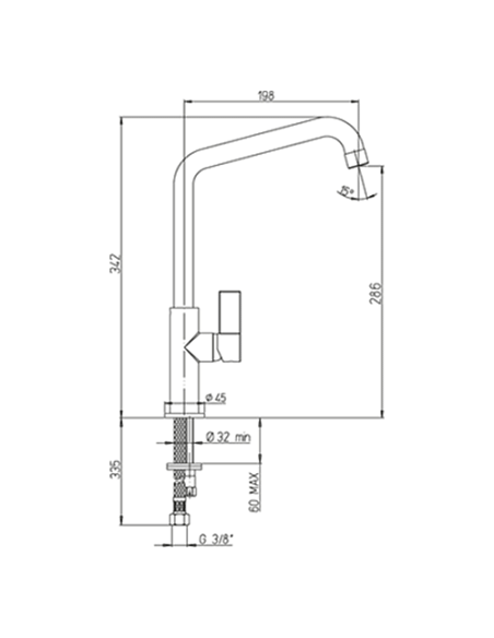 Rubinetto Miscelatore monoforo per lavello cucina Piralla serie Vela con bocca alta orientabile 0VE00107A16 cromato - Climaway